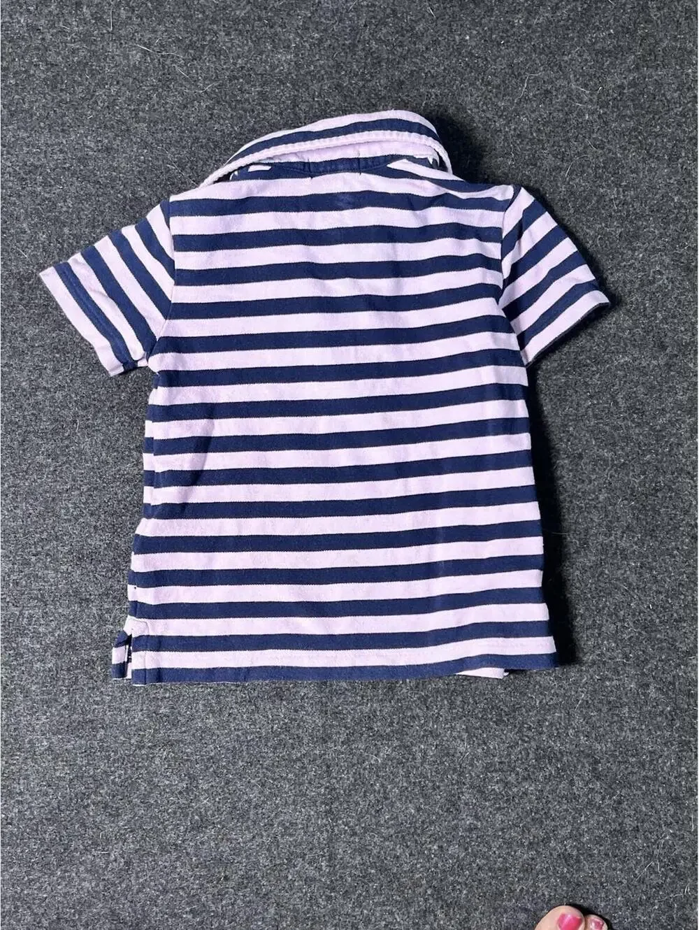 Polo Ralph Lauren Polo Shirt Girls 3T Pink Blue Stripe EUC S/S Cotton